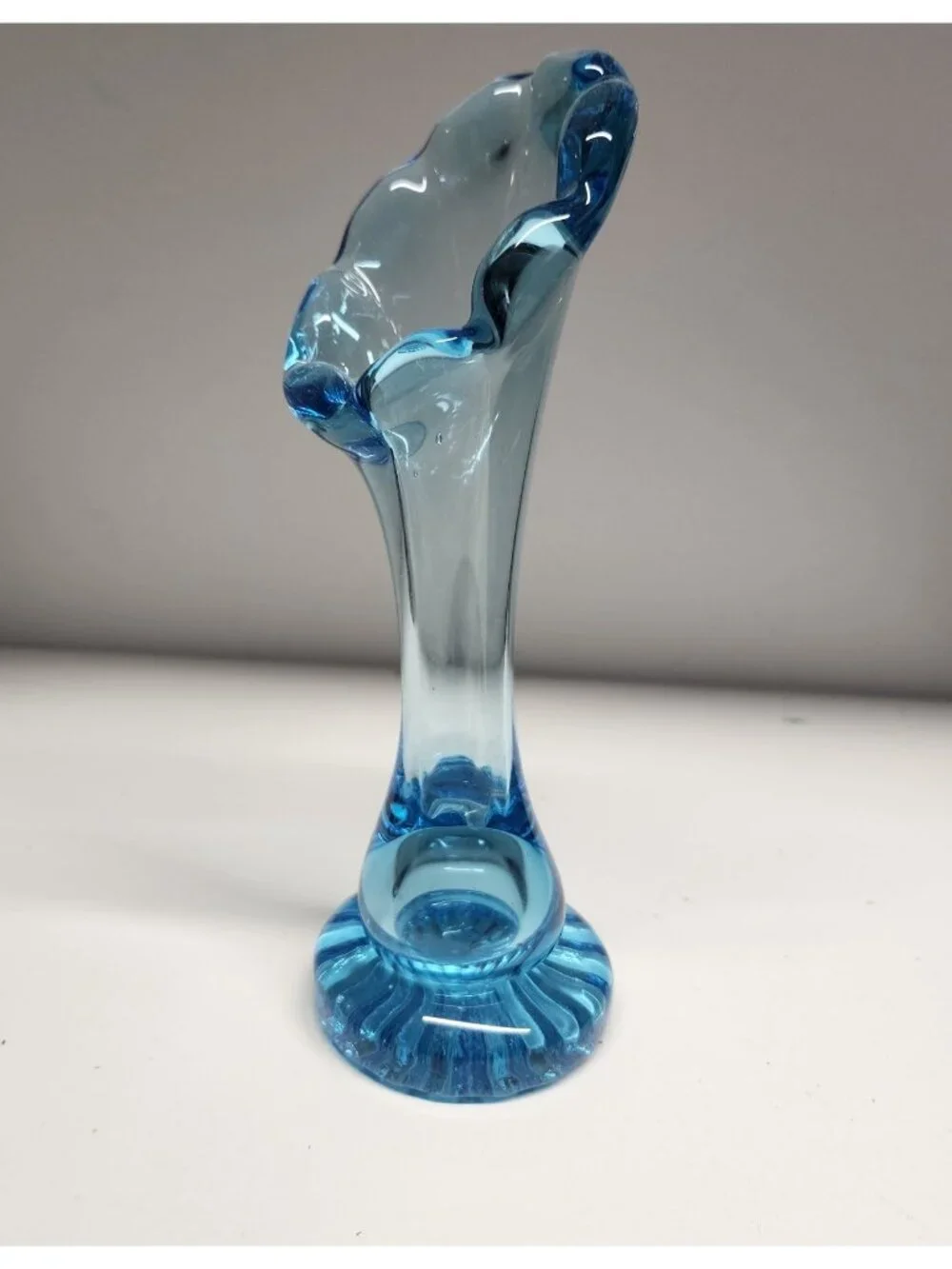 Blown Glass Light Blue Bud Vase 7.25